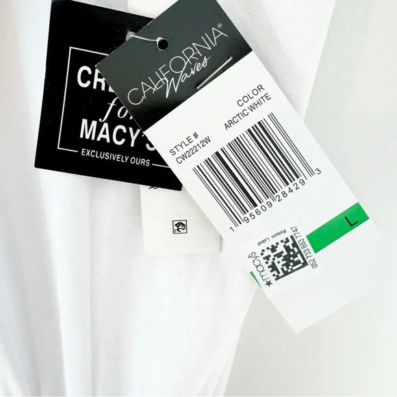 CALIFORNIA WAVES Junior Tie Waist Knit Swim Cover Up Romper White Size L NWT - Picture 6 of 9